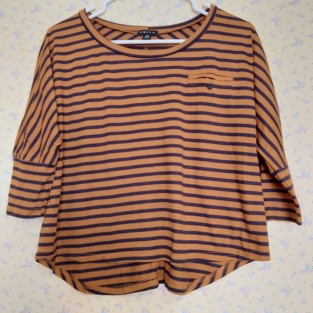 Stripe 3/4 Sleeve Top